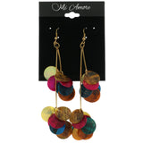 Gold-Tone Metal Dangle-Earrings With Multi Colored Stone Accents