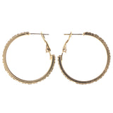 Gold-Tone & Silver-Tone Metal Hoop-Earrings Crystal Accents #LQE3448