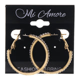 Gold-Tone & Silver-Tone Metal Hoop-Earrings Crystal Accents #LQE3448