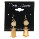 Peach & Gold-Tone Colored Metal Dangle-Earrings With Bead Accents #LQE3449