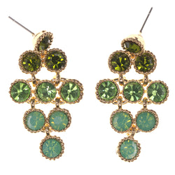 Green & Gold-Tone Metal -Dangle-Earrings Crystal Accents #LQE3450