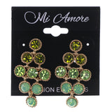 Green & Gold-Tone Metal -Dangle-Earrings Crystal Accents #LQE3450