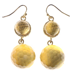Yellow & Gold-Tone Colored Metal Dangle-Earrings With Bead Accents #LQE3451