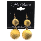 Yellow & Gold-Tone Colored Metal Dangle-Earrings With Bead Accents #LQE3451