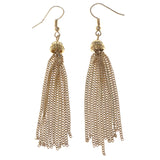 Gold-Tone Metal Dangle-Earrings With tassel Accents #LQE3452