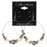 Silver-Tone & Clear Colored Metal Dangle-Earrings With Crystal Accents #LQE3453