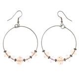 Silver-Tone & Pink Colored Metal Dangle-Earrings With Bead Accents #LQE3455