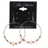 Silver-Tone & Pink Colored Metal Dangle-Earrings With Bead Accents #LQE3455