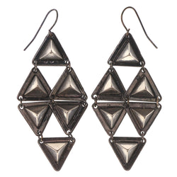 Silver-Tone & Black Colored Metal Dangle-Earrings #LQE3465