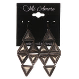 Silver-Tone & Black Colored Metal Dangle-Earrings #LQE3465