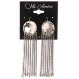 Silver-Tone & Blue Colored Metal Dangle-Earrings With tassel Accents #LQE3466