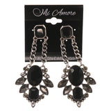 Black & Silver-Tone Metal -Dangle-Earrings Crystal Accents #LQE3467