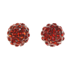 Red Acrylic Stud-Earrings With Crystal Accents #LQE3490