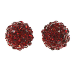 Red Acrylic Stud-Earrings With Crystal Accents #LQE3492
