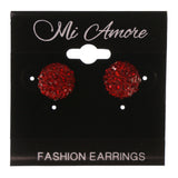 Red Acrylic Stud-Earrings With Crystal Accents #LQE3492