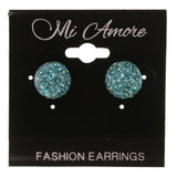 Blue Acrylic Stud-Earrings With Crystal Accents #LQE3493