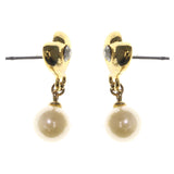 Heart -Dangle-Earrings Crystal Accents Gold-Tone & White #LQE3503