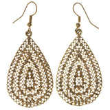 Gold-Tone & Yellow Colored Metal Dangle-Earrings With Crystal Accents #LQE3513