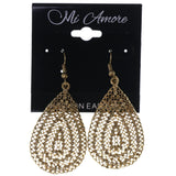 Gold-Tone & Yellow Colored Metal Dangle-Earrings With Crystal Accents #LQE3513