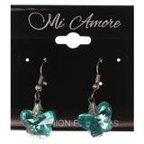 Butterfly Dangle-Earrings With Bead Accents Blue & Silver-Tone Colored #LQE3516
