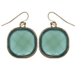 Green & Gold-Tone Colored Metal Dangle-Earrings With Bead Accents #LQE3517