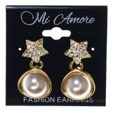 Star -Dangle-Earrings Crystal Accents Gold-Tone & White #LQE3525