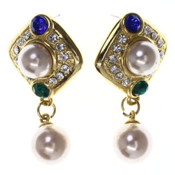 Gold-Tone & Multi Metal -Dangle-Earrings Crystal Accents #LQE3546