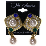 Gold-Tone & Multi Metal -Dangle-Earrings Crystal Accents #LQE3546