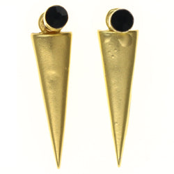 Gold-Tone & Black Metal -Dangle-Earrings Crystal Accents #LQE3548