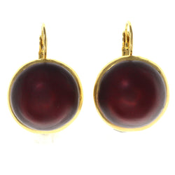 Red & Gold-Tone Colored Metal Dangle-Earrings With Bead Accents #LQE3556