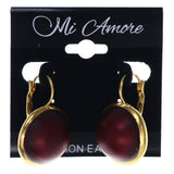 Red & Gold-Tone Colored Metal Dangle-Earrings With Bead Accents #LQE3556