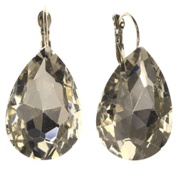 Yellow & Gold-Tone Colored Metal Dangle-Earrings With Crystal Accents #LQE3560