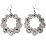 Silver-Tone & Black Colored Metal Dangle-Earrings With Crystal Accents #LQE3562