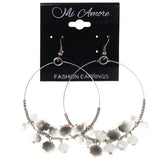 AB Finish Dangle-Earrings With Bead Accents Silver-Tone & Black Colored #LQE3563