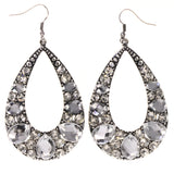 Silver-Tone Metal Dangle-Earrings With Crystal Accents #LQE3573