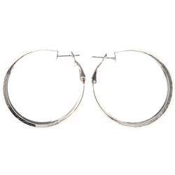 Silver-Tone Metal Hoop-Earrings #LQE3575