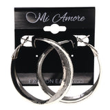 Silver-Tone Metal Hoop-Earrings #LQE3575