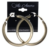 Glitter Sparkle Hoop-Earrings Gold-Tone & Silver-Tone Colored #LQE3581