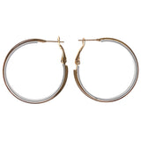 Gold-Tone & White Colored Metal Hoop-Earrings #LQE3582