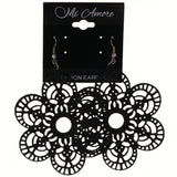 Flower Glitter Dangle-Earrings Black Color  #LQE3590