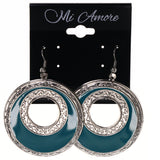 Blue & Silver-Tone Colored Metal Dangle-Earrings #LQE3592