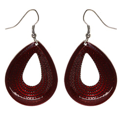 Red & Silver-Tone Colored Metal Dangle-Earrings #LQE3595