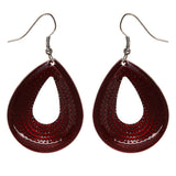 Red & Silver-Tone Colored Metal Dangle-Earrings #LQE3595