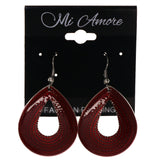 Red & Silver-Tone Colored Metal Dangle-Earrings #LQE3595