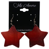 Shell Star Ombre Dangle-Earrings Red & White Colored #LQE3597