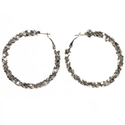 Silver-Tone Metal Hoop-Earrings #LQE3600