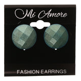 Glitter Sparkle Stud-Earrings With Bead Accents Blue & Green Colored #LQE3601