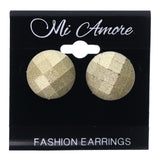 Glitter Sparkle Stud-Earrings Bead Accents Gold-Tone & White #LQE3602