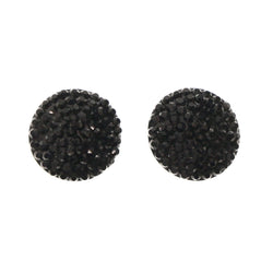 Black & Silver-Tone Colored Acrylic Stud-Earrings With Bead Accents #LQE3604