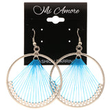 Blue & Silver-Tone Colored Metal Dangle-Earrings #LQE3613